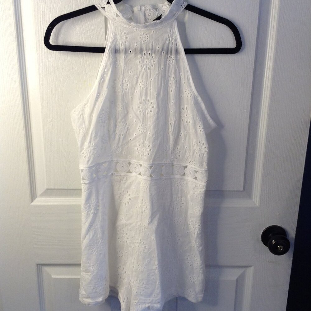 Eyelet Lace High Neck Halter Jumper/Romper  M Boho Chic Girlhoodcore Beach Vibes